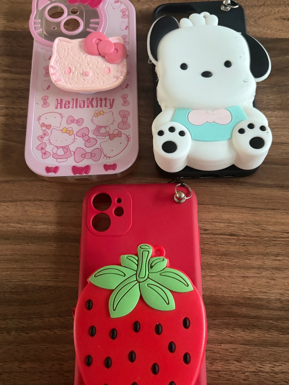 Iphone 15 Case Bundle Hey Kitty Strawberry Dog Silicone Cases Coin Purse